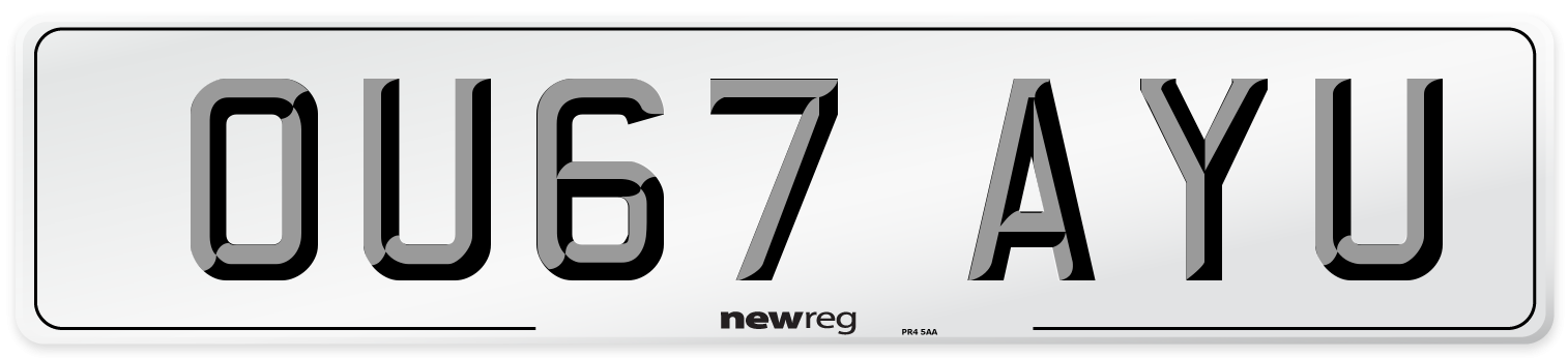 OU67 AYU Number Plate from New Reg
